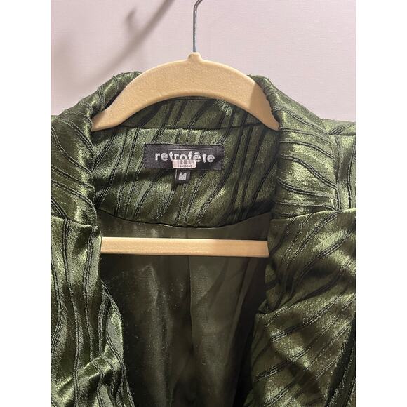 Retrofête‎ Jana Green Zebra Jana Plunging Double Breasted Blazer Sexy Romper Med - Picture 4 of 14